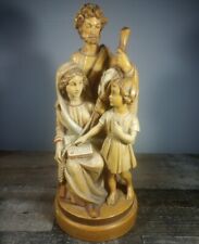 Vintage ANRI Holy Family Jesus Mary Joseph Wood Carved Statue Large 11 1/4 in. picture