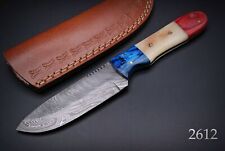 9”American Flag Color CUSTOM HAND FORGED DAMASCUS STEEL Hunting KNIFE Fix Blade picture