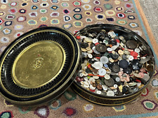 VINTAGE LOT 5 LB BUTTONS FISHEYE LUCITE TORTOISE RHINESTONE SUNSHINE BISCUIT TIN picture