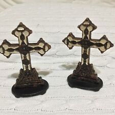 Two Welforth RF#873 Cross Rustic Cast Iron Table Toppers picture