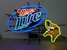 Minnesota Vikings Miller Lite Beer Neon Light Sign 19x15 Lamp Man Cave Bar Decor picture