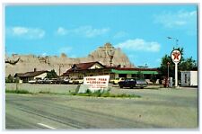 Cedar Pass Lodge Badlands National Monument SD Texaco Gas Station Postcard picture
