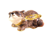 Curious Raccoon Pewter Bejeweled Hinged Miniature Trinket Box Kingspoint  picture