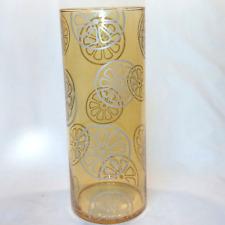 Retro, Orange Glass Vase With 70's Stylized Orange Slices In Silver, 9