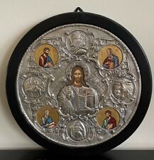 Stunning Byzantine Silver 950 Round Hagiographical Religious Icon picture