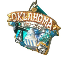NEW Christopher Radko Celebrate OKLAHOMA State Shape Handcrafted Glass Ornament picture