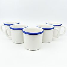 5 Vintage Marimekko Pfaltzgraff Blue Band Flat Cups Good Condition Hard To Find picture