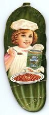 RARE EARLY HEINZ PICKLE TRADE CARD/BOOKMARK ADVERTISING HEINZ BAKED BEANS Z5536 picture