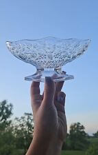 Vintage Clear Depression Indiana Glass Diamond Shape Pineapple & Floral Bowl picture