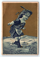 c1880 FRENCHTOWN N.J. G.W. BUNN CARRIAGES ICE SKATING VICTORIAN TRADE CARD P1893 picture