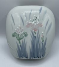 Vintage Floral Lite Hand Painted Pillow Vase Japan Iris Flowers picture