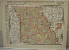 MISSOURI & IOWA Antique 1899 Color State Town Map Rare Frameable Ephemera Gift picture