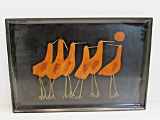 Vintage Couroc Monterey MCM Bird  Drink Tray Inlaid Teak Wood California USA #VP picture