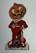 Vintage Halloween Standup Card, Jack-O And Black Cat, Beistle picture