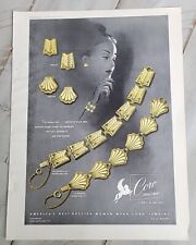 1947 Coro Gold Craft Classique Continental Bracelet Earrings vintage Jewelry ad picture