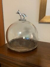 ARTISAN DE LUXE COVERED DOME DISH GLASS AND WOOD WITH PEWTER PUPPY picture