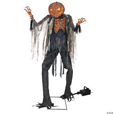 HALLOWEEN 7 FT ANIMATED SCORCHED SCARECROW PUMPKIN MAN PROP HAS FOGGER FOG 400W picture