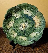 Vtg ABC Bassano Pottery Green Majolica Cabbage  dish/plate  picture