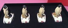 Hans Turnwald Bejeweled Penguin Silver-Plate Enameled Napkin Rings NIB picture