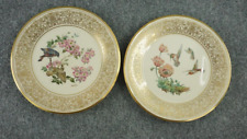 Lenox Boehm Birds Collector Plates Set of Two Gold Rim Pink Floral Hummingbird picture