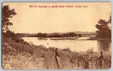 New York NY - Men's Having a Good Time in Lakes - Greetings - Vintage Postcard picture