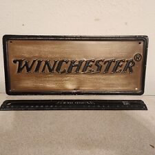 WINCHESTER FIREARMS Advertising Embossed Tin/Metal Rectangular Sign picture