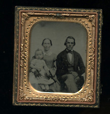 1/6 Ruby Ambrotype Portrait of a Family 1800s 1860s Photo in Case picture