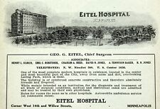 1916 EITEL HOSPITAL Minneapolis Advertising Original Antique Print Ad picture