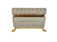 Vtg. Imperlux Casket Jewelry Trinket Box Handcut  Lead Crystal Hinged Footed picture