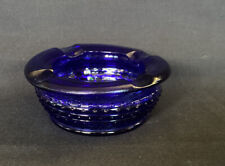 Vtg RARE Small Cobalt Blue Glass #4 Basket Spittoon Style Individual Ashtray picture