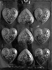 MEDIUM HEARTS WITH FLOWERS PIECES  mold molds Chocolate Candy roses valentines picture