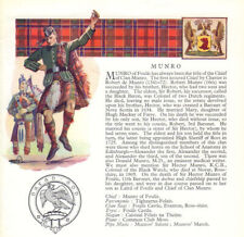 Munro. Scotland Scottish clans tartans arms badge 1963 old vintage print picture