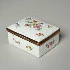 ANTIQUE CONTINENTAL STYLE FLORAL ENAMEL SNUFF BOX, POSS. 18TH C. STAFFORDSHIRE picture