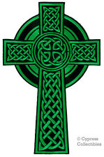 LARGE CELTIC CROSS PATCH IRISH CHRISTIAN RELIGIOUS GREEN embroidered iron-on NEW picture