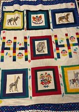 Embroidered Patchwork Clown Circus Balloon Blanket Quilt  80x62 picture