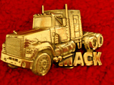 MACK Solid Brass Truck Semi Tractor Trailer 1980 Vintage Belt Buckle picture