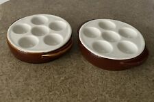 Vtg Hall Pottery Brown Stoneware Egg Holder (2) #1154 Made in USA picture