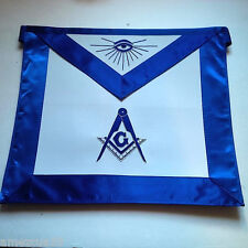 Freemason Blue Lodge Outlined with Silver Bullion Royal Blue Satin Borders Apron picture