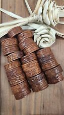 1960s Carved Indian Sheesham Rosewood Napkin Rings Lot Of 22 picture