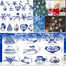 Chinoiserie Ornaments Blue and White Porcelain Christmas Wooden, New 40 Pieces  picture