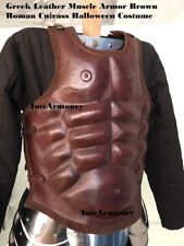 Greek Leather Muscle Armor Brown Breastplate Roman Cuirass Halloween Costume picture