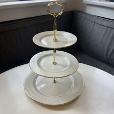 Lenox Courtyard Gold 14” 3-Tiered Serving Tray, EUC picture