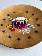 Annemarie Davidson Handcrafted USA Patriotic Bicentennial Drum '76 Enamel Plate  picture