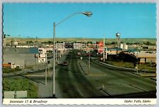 Idaho Falls, Idaho ID - Interstate 15 and Broadway - Vintage Postcard 4x6 picture