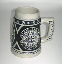 Vintage Western Germany Stoneware Beer Mug Geometric Beads and Circles picture