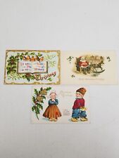 Antique Christmas Postcard Trio, Early 1900s Santa, Collectible Holiday Cards picture