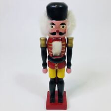 Vintage Nutcracker Black And Red Christmas Edition Wooden Tall Solider Decor picture