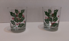 Vintage Anchor Hocking Holly Berry Rocks Tumblers Set of 2 picture