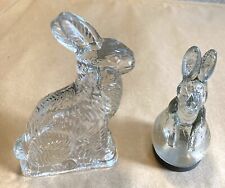2 Different Vtg/Antique Figural BUNNY RABBIT GLASS CANDY CONTAINERS~1 Tin Base picture
