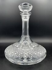 Vintage Edwardian Cut Crystal Ship's Decanter 10.5” H -  W/ Stopper picture